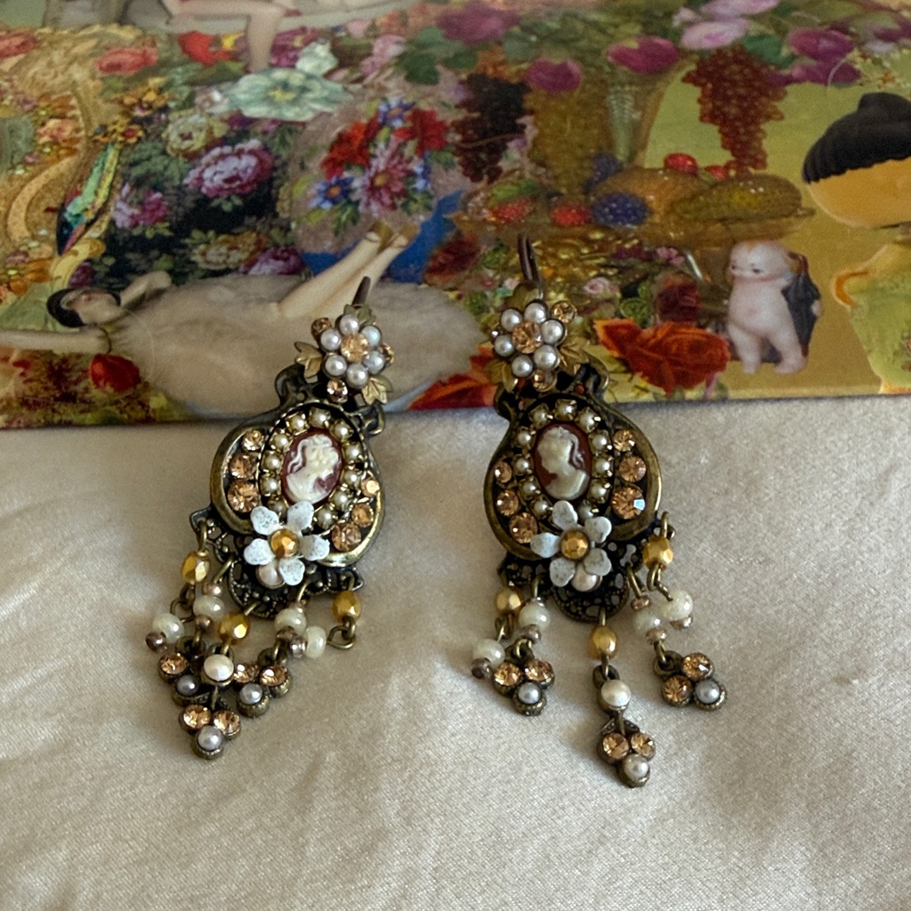 Michal Negrin Cameo Earrings